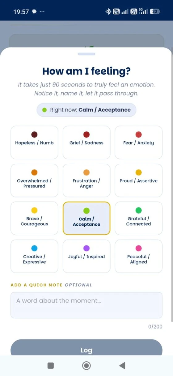 Emotion check-in screen