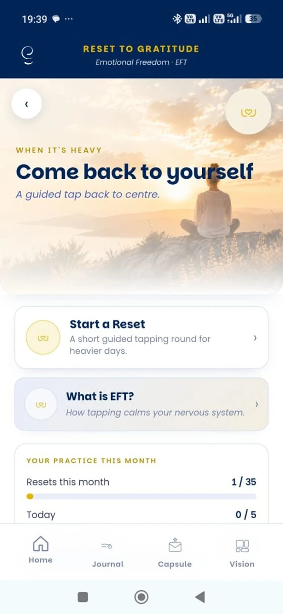 Reset to gratitude screen