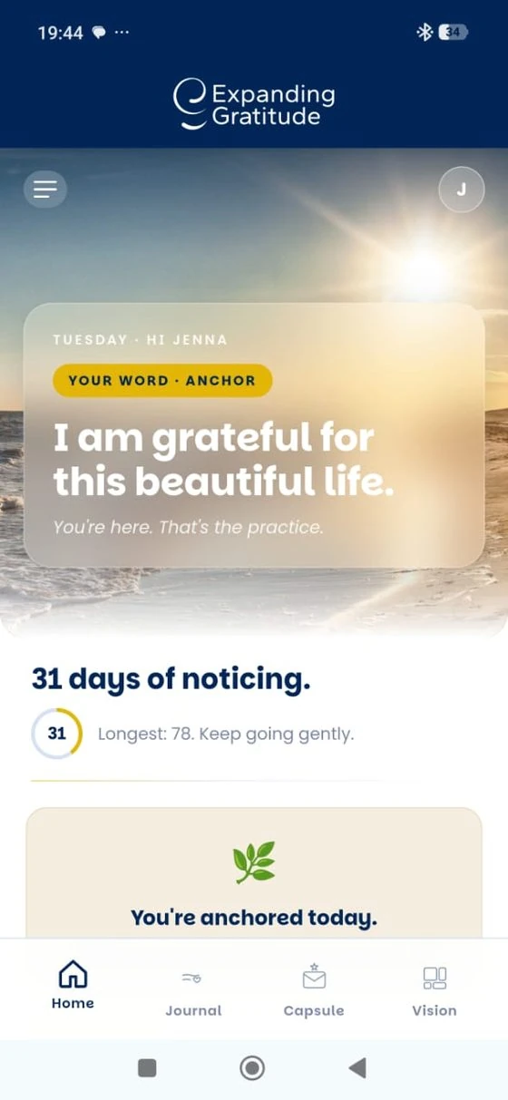 Expanding Gratitude home screen